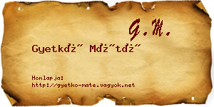 Gyetkó Máté névjegykártya